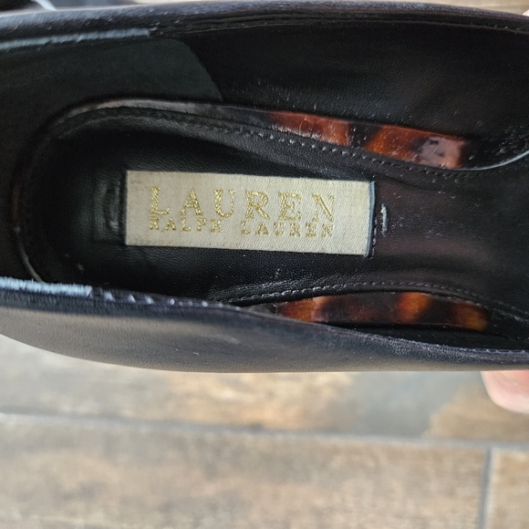 Ralph Lauren  Black Leather pumps stilleto heel vachetta 6.5B tortoise - Picture 12 of 14